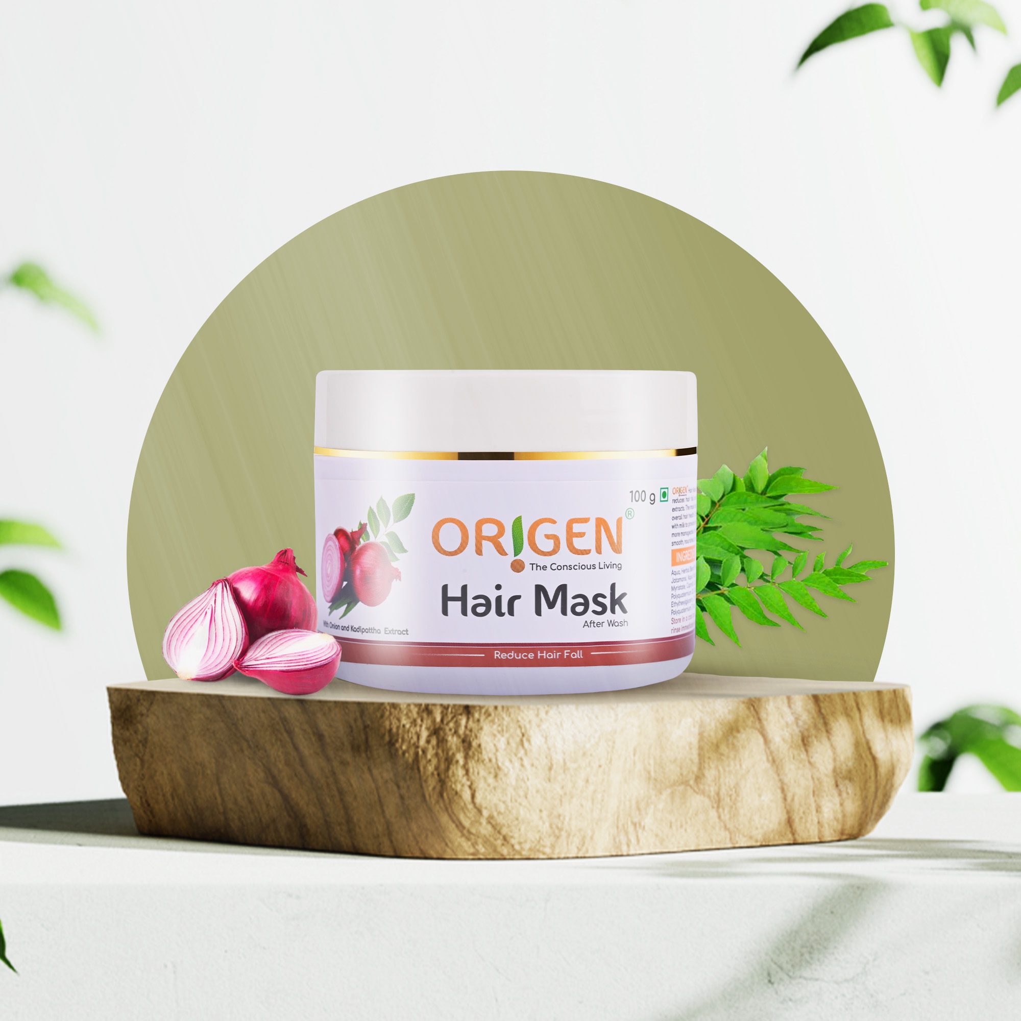 Origen Hair Mask with Onion & Kadipatta Extract | Reduces Hair Fall | Enhances Thickness and Strength | Zero Harsh Chemicals (100g)