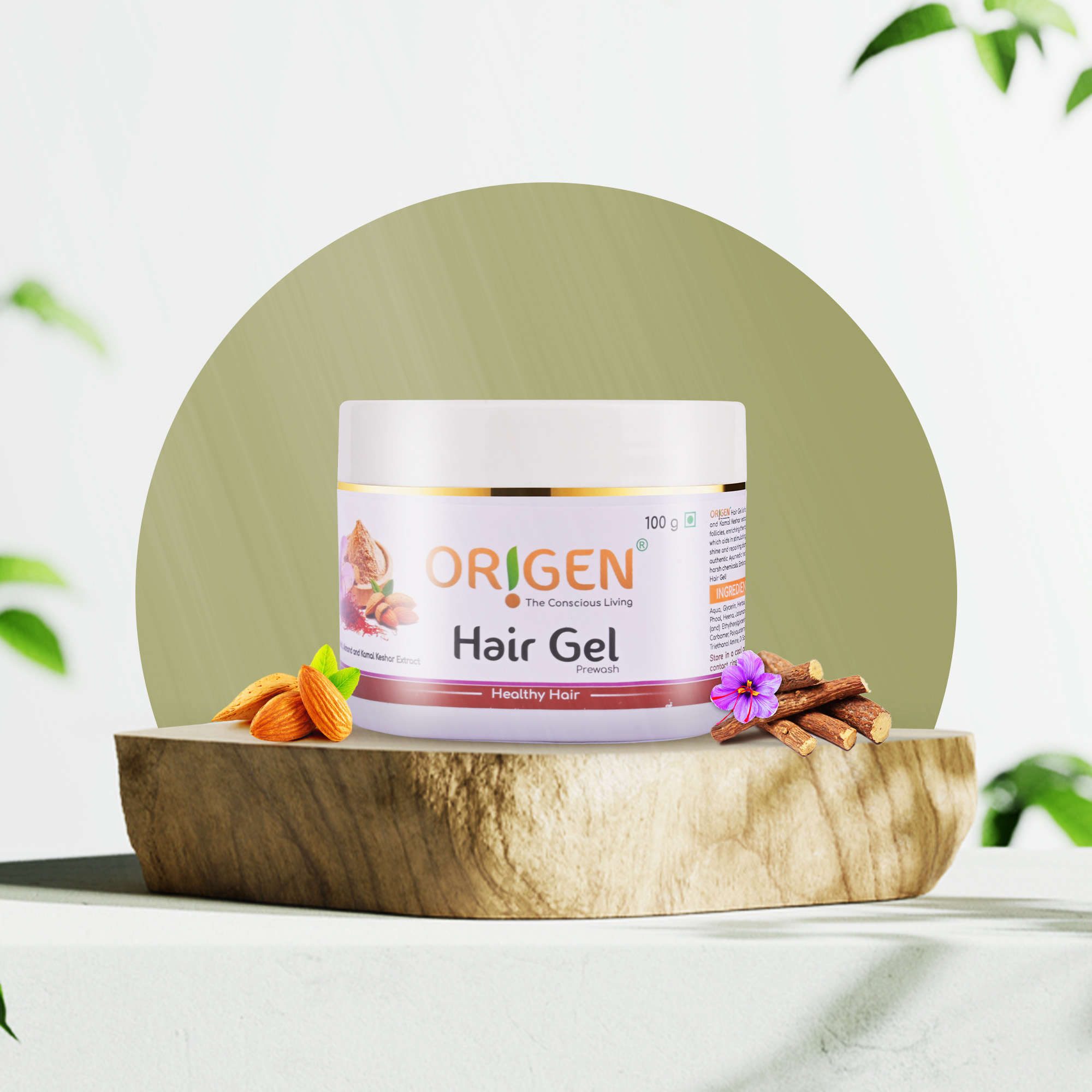 Origen Hair Gel With Mulethi, Almond & Kamal Keshar Extract | Promotes Healthy Hair | Helps for New Hair Growth (100g)